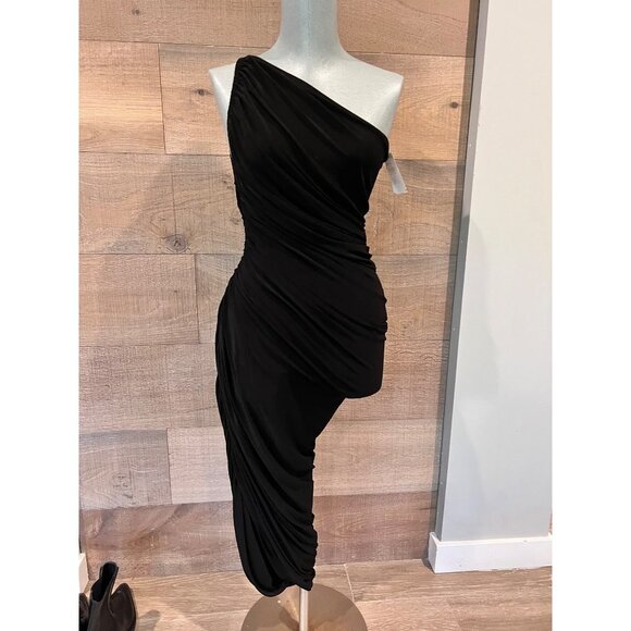 NORMA KAMALI DIANA GOWN RUCHED BLACK SIZE S - Picture 3 of 5